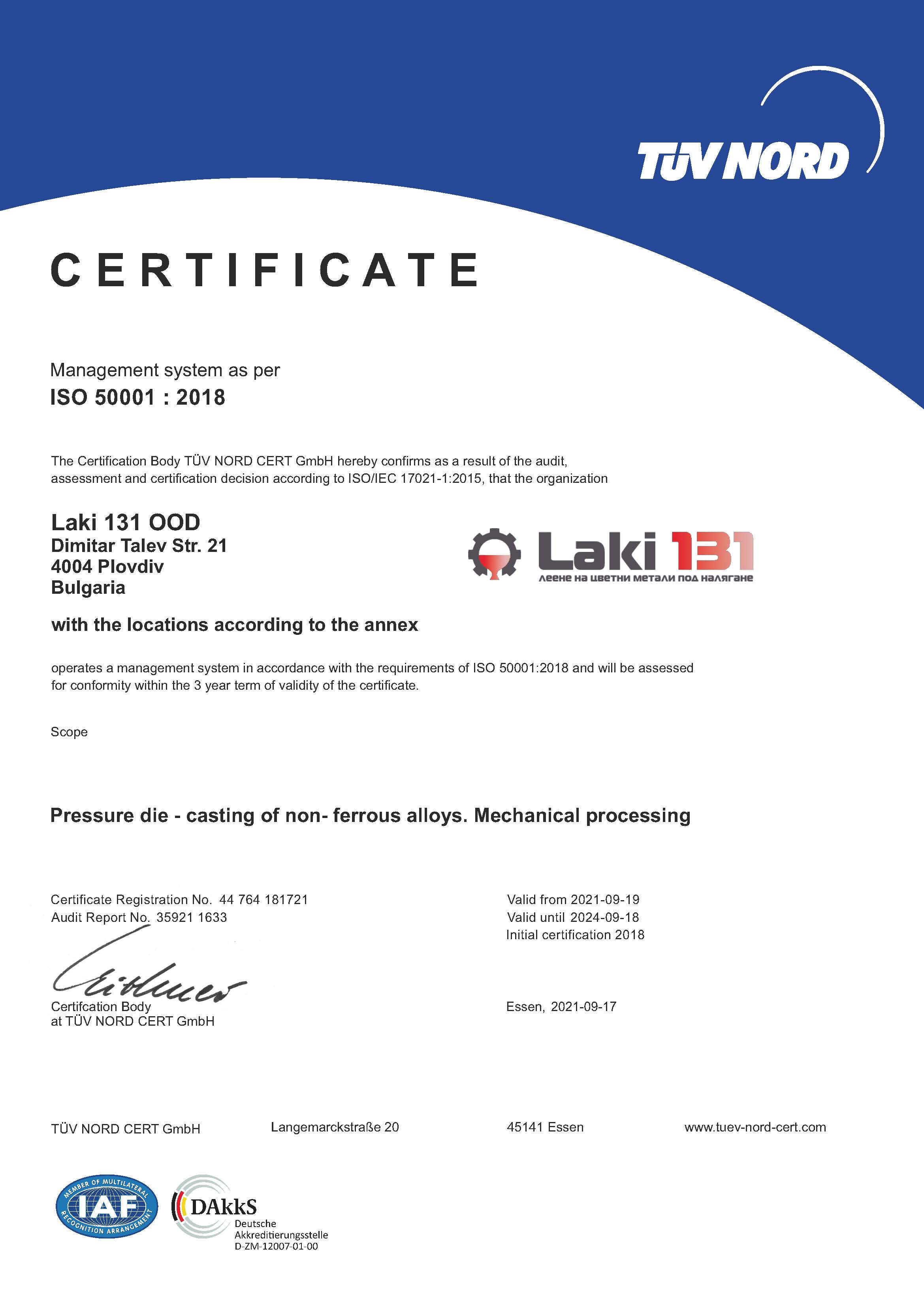 IATF 16949 Certificate